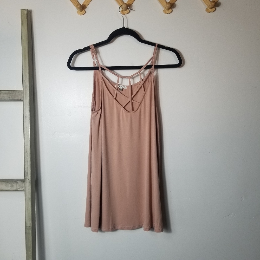 NWOT JODIFL WOMEN'S PINK SPAGHETTI STRAP BLOUSE SIZE MEDIUM